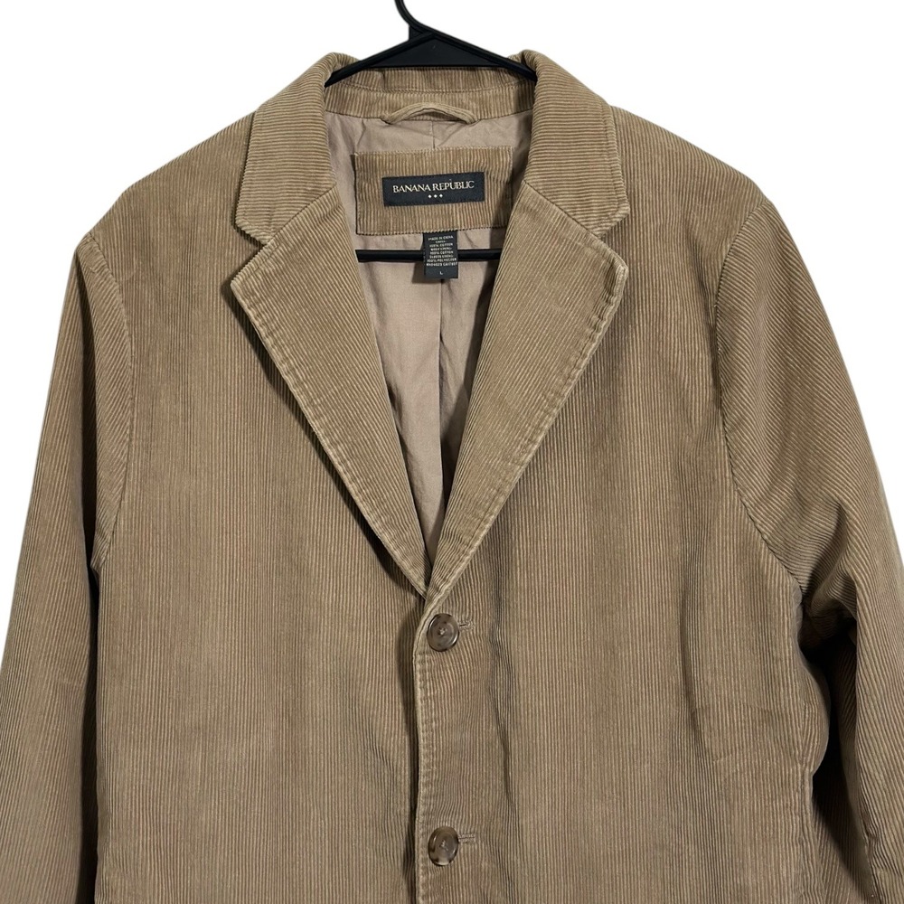 Banana Republic Mens Tan Corduroy 3-Button Blazer Sport Coat Jacket Khaki Large - Picture 4 of 10